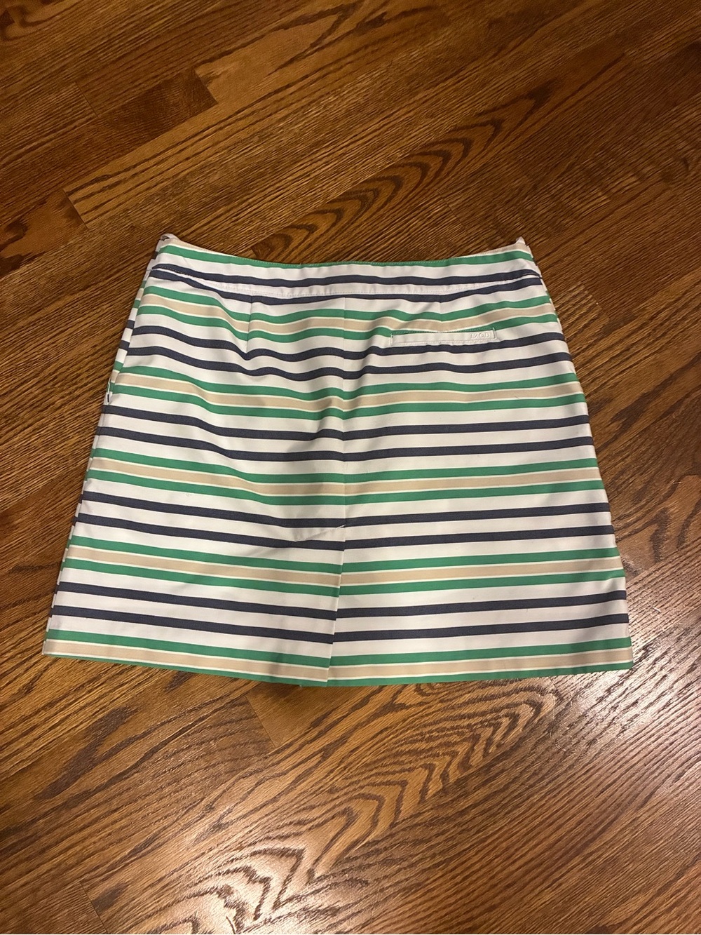 Izod Striped Mini Skirt in Navy, Green and White - Picture 3 of 6